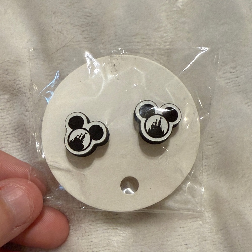 Black and White Kids Mickey Mouse Earrings